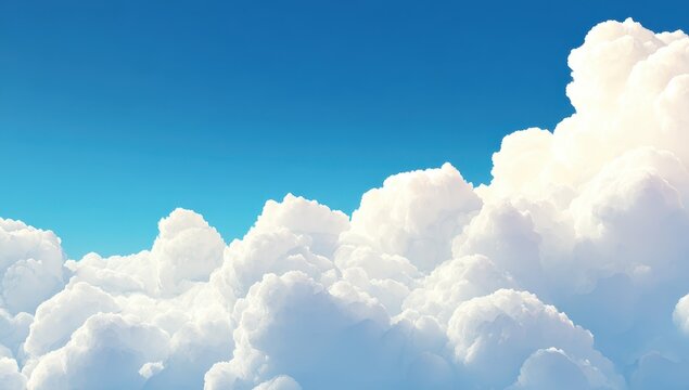 Vast, fluffy clouds against vibrant blue sky