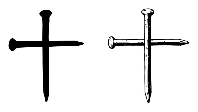 cross made of nails christian symbol vector