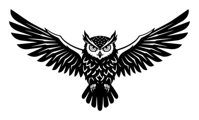 Obraz premium owl with wings spread vector silhouette