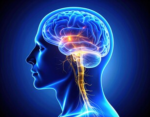 Obraz premium Detailed illustration of a human brain highlighting neural connections and activity