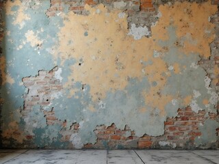 Obraz premium Painted Wall with Peeling Layers: A textured wall with old paint peeling off, revealing layers of history, character, and color transitions.
