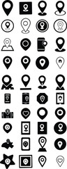 PrintLocation pin icon. Map pin place marker. . Map marker pointer icon set. symbol collection. Flat style - stock vector . Location set icon. Map marker pointer icon GPS location symbol collection. M