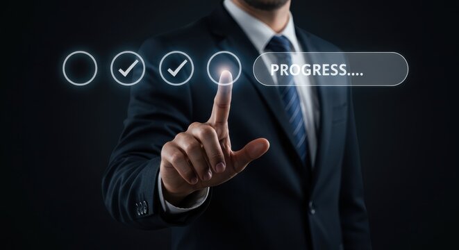 Progress indicator business task checklist digital goal achievement productivity performance project completion step planning success
