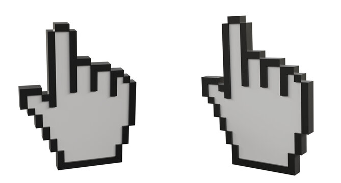 Pixel Art Clicker Hand isolated on white background