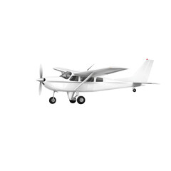  3D vector white airplane isolated on a transparent background. 