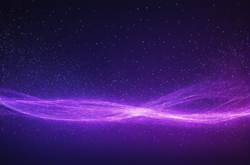 Cosmic Purple Light Wave in Starry Night. Generative AI.