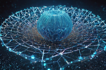 Abstract Digital Network Sphere. Generative AI.