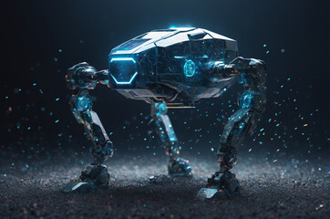Futuristic Robot in Action. Generative AI.