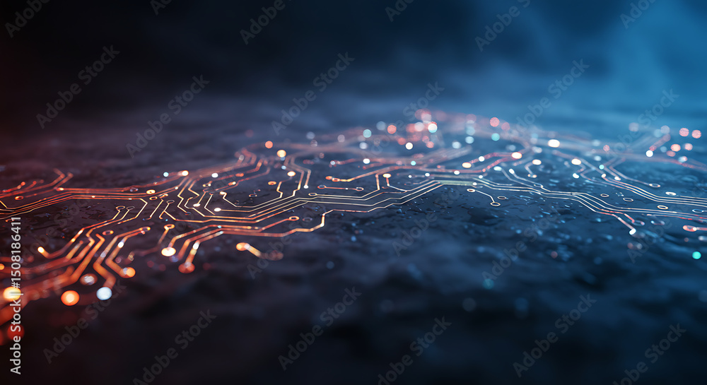 Poster abstract glowing circuit board technology background digital data network futuristic concept
