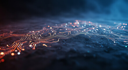 Abstract Glowing Circuit Board Technology Background Digital Data Network Futuristic Concept