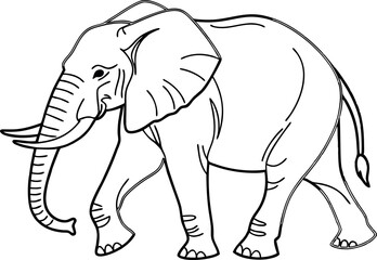 Fototapeta premium Elephant Line Art Cute Animal Vector Design