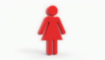 Vibrant Red Female Icon in a 3D Rendering, Symbolizing Women, Gender, and Identity, Enhanced by Deliberate Blurring for Modern Aesthetic Appeal