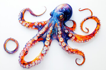 Obraz premium Illustration of golden octopus, sea animal design with ornaments