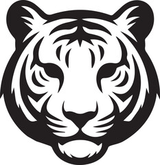 tiger head silhouette, roaring tiger vector, wild cat head, tiger face graphic, jungle animal icon, black tiger shape, silhouette tiger logo