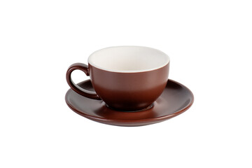 Coffee in a brown cup, coffee in a brown mug, coffee in a glass, cup on transparent background