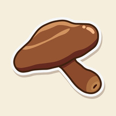 Simple shiitake mushroom vector illustration sticker