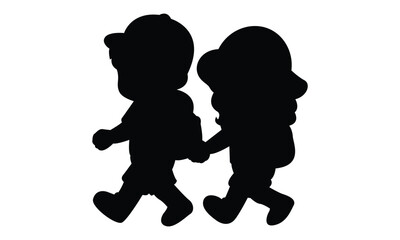 Brother and Sister Silhouette Vector Design