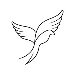 Simple outline drawing of a dove symbolizing peace hope and tranquility in flight