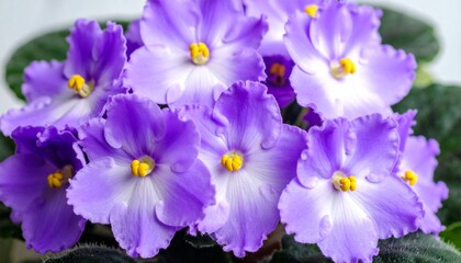 African violet flowers (Saintpaulia), Close-up, Blossoming and Macro photo of africa