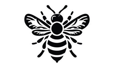 A black and white Flying Bee icon Vector Design