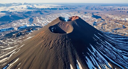 Klyuchevskaya Sopka Stratovolcano: Active Ash Deposits & Craters, Eastern Russia