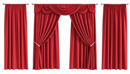red curtain of a theater on a white background 3d rendering 