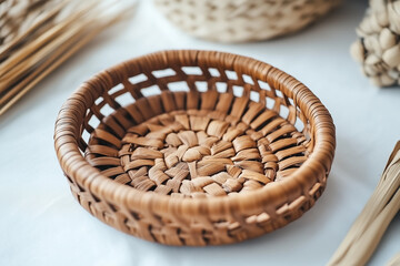 rattan woven ashtray traditional handicraft style