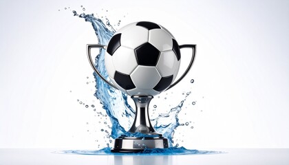 Naklejka premium Football cup made from water splashes isolated on white background
