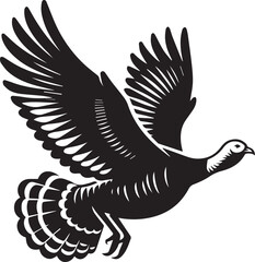 Stylized Black and White Turkey Silhouette Vector Illustration