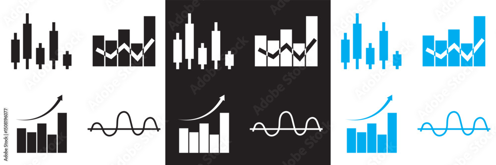 Poster growing bar graph vector icon . business graphs and charts icons. statistics and analytics icon. mon