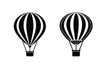 Naklejka premium Hot air balloon vector illustration. black air balloon silhouette vector design.