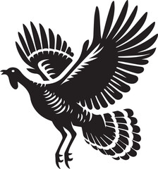 Stylized Black and White Turkey Silhouette Vector Illustration