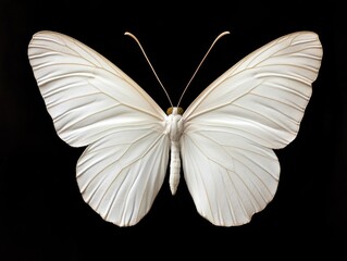 A white morpho butterfly with rare albino coloration