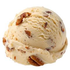 Butter Pecan Ice Cream Scoop Isolated on Transparent Background