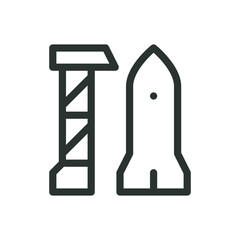 Launch pad line icon, spaceport vector symbol with editable stroke