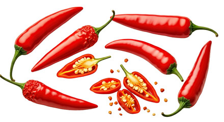 Cayenne Pepper Isolated: Spicy Culinary Ingredient, Transparent Background, Red