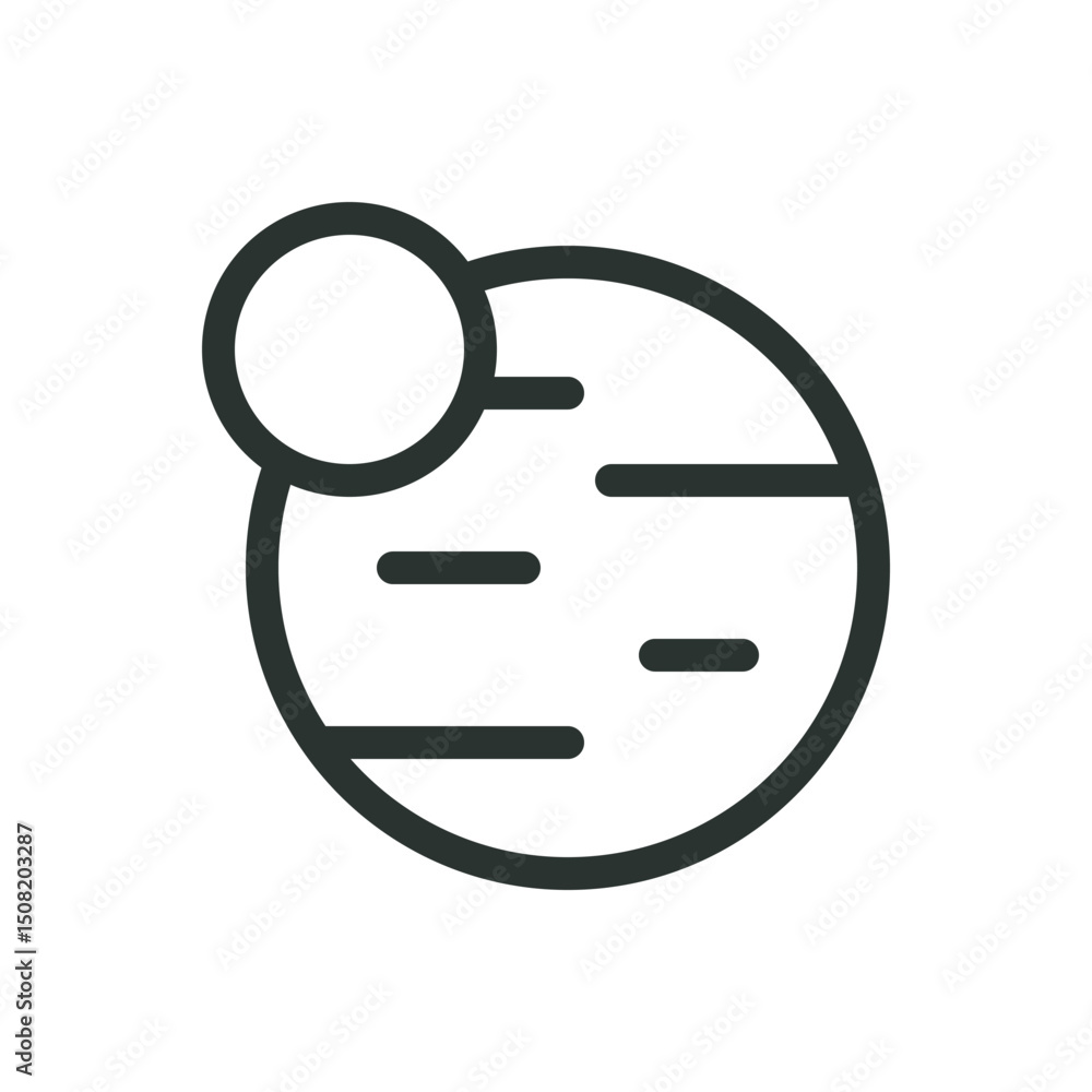Poster planet with moon satellite line icon, unknown planet vector symbol with editable stroke