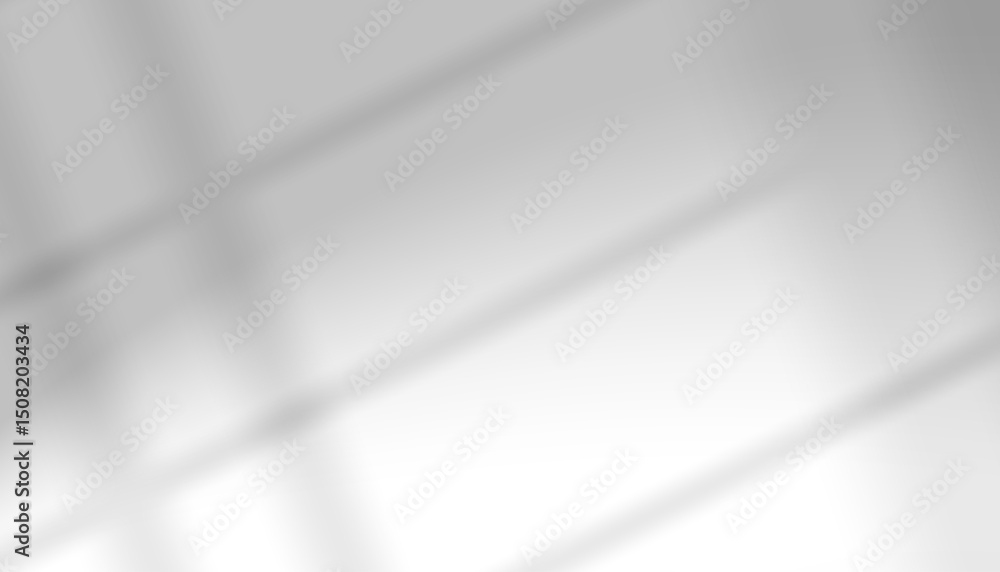 Aufkleber Shadow silhouette and soft light on white wall,Abstract background of blurry window shadow frame with sunlight effect,Vector backdrop ideas for multiply on studio background or interior wall