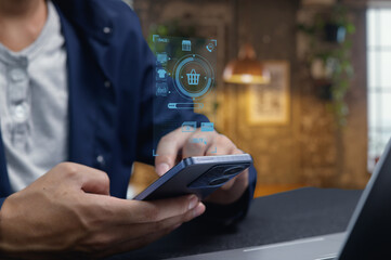 Modern Technology and Shopping Experience with Smartphone in Use