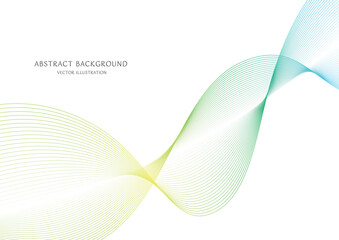 緑色のグラデーションの抽象的な曲線な背景のベクター素材