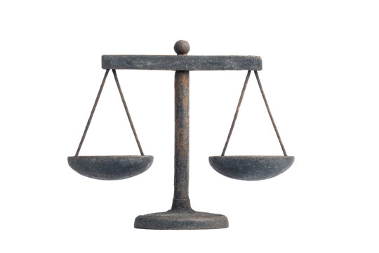 Rustic antique balance scale with weathered metal finish, cut out