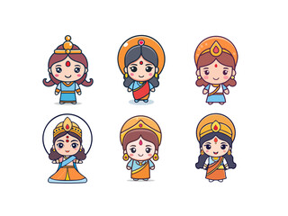 Cartoon_Goddess_Parvati_Vector_Illustration_Set