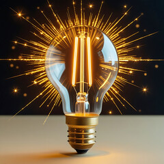 Bright glowing lightbulb, a shining concept of energy and inspiration