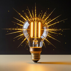 A bright, glowing light bulb symbolizing electric power and innovation