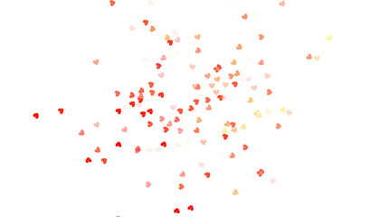 Paper heart shapes cutout rain on transparent background