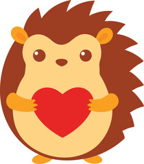 Kawaii hedgehog holding heart in lovable and friendly style vector art illustration