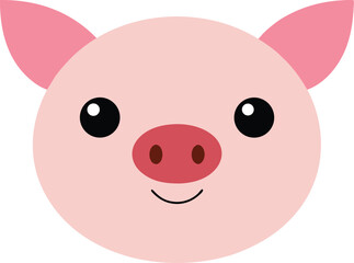 Kawaii piglet face in soft and cheerful baby animal style vector art illustration