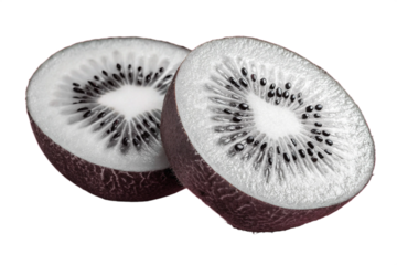 Abstract halftone style fruit in black and white colors fruit cut in half with bright middle vector pack isolated on pink background