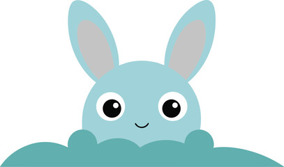 Little bunny peeking with curious eyes in adorable pose vector art illustration