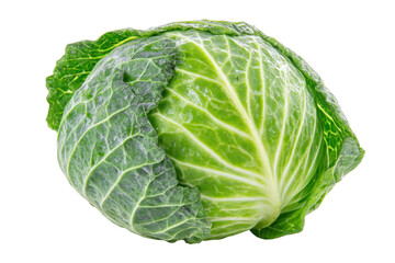 Obraz premium Fresh green cabbage on black background: vibrant vegetable close-up, cut out